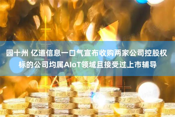 园十州 亿道信息一口气宣布收购两家公司控股权 标的公司均属AIoT领域且接受过上市辅导