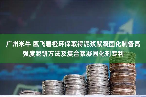 广州米牛 瓯飞碧橙环保取得泥浆絮凝固化制备高强度泥饼方法及复合絮凝固化剂专利